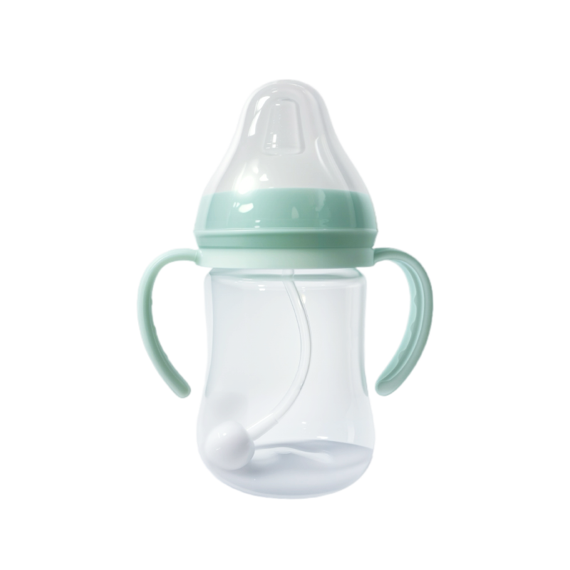 艾爾樂150ml/180ml寬口徑奶瓶扁形手柄尖頭蓋子